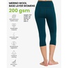 Merino Wool Base Layer Women Pants – Thermal Leggings for Women Long Johns(200 Deep Teal 3/4)