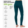 Merino Wool Base Layer Women Pants – Thermal Leggings for Women Long Johns(200 Deep Teal)