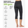 Merino Wool Base Layer Women Pants – Thermal Leggings for Women Long Johns(200 Heathered Black 3/4)
