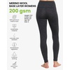 Merino Wool Base Layer Women Pants – Thermal Leggings for Women Long Johns(200 Heathered Black)