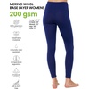 Merino Wool Base Layer Women Pants – Thermal Leggings for Women Long Johns(200 Navy)