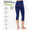 Merino Wool Base Layer Women Pants – Thermal Leggings for Women Long Johns(200 Navy 3/4)