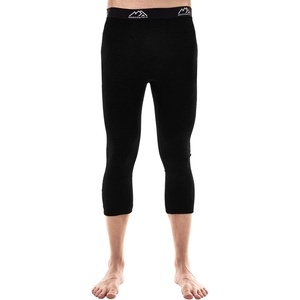 100% Merino Wool Base Layer Mens Long Johns – Thermal Underwear Bottoms(200 Black 3/4 Length)