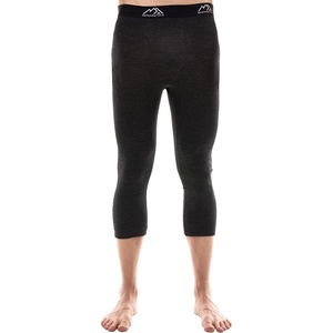 100% Merino Wool Base Layer Mens Long Johns – Thermal Underwear Bottoms(200 Heathered Black 3/4 Length)