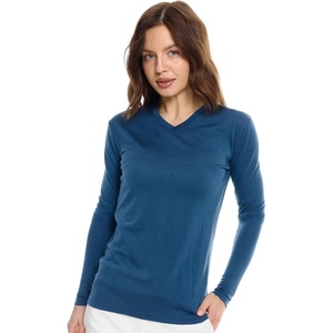 100% Merino Wool Base Layer Women – Thermal Merino Wool Shirt Women(V: 190 Denim)