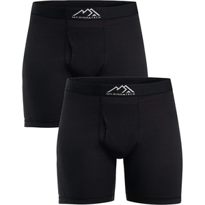 100% Merino Wool Underwear Mens – 1-2 Pack Boxer Briefs for Men 17.5um(2 Pack – 190 Black)