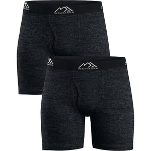 100% Merino Wool Underwear Mens – 1-2 Pack Boxer Briefs for Men 17.5um(2 Pack – 190 Heathered Black)
