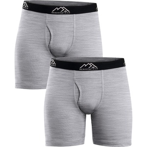 100% Merino Wool Underwear Mens – 1-2 Pack Boxer Briefs for Men 17.5um(2 Pack – 190 Heathered Grey)