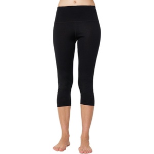 Merino Wool Base Layer Women Pants – Thermal Leggings for Women Long Johns(200 Black 3/4)