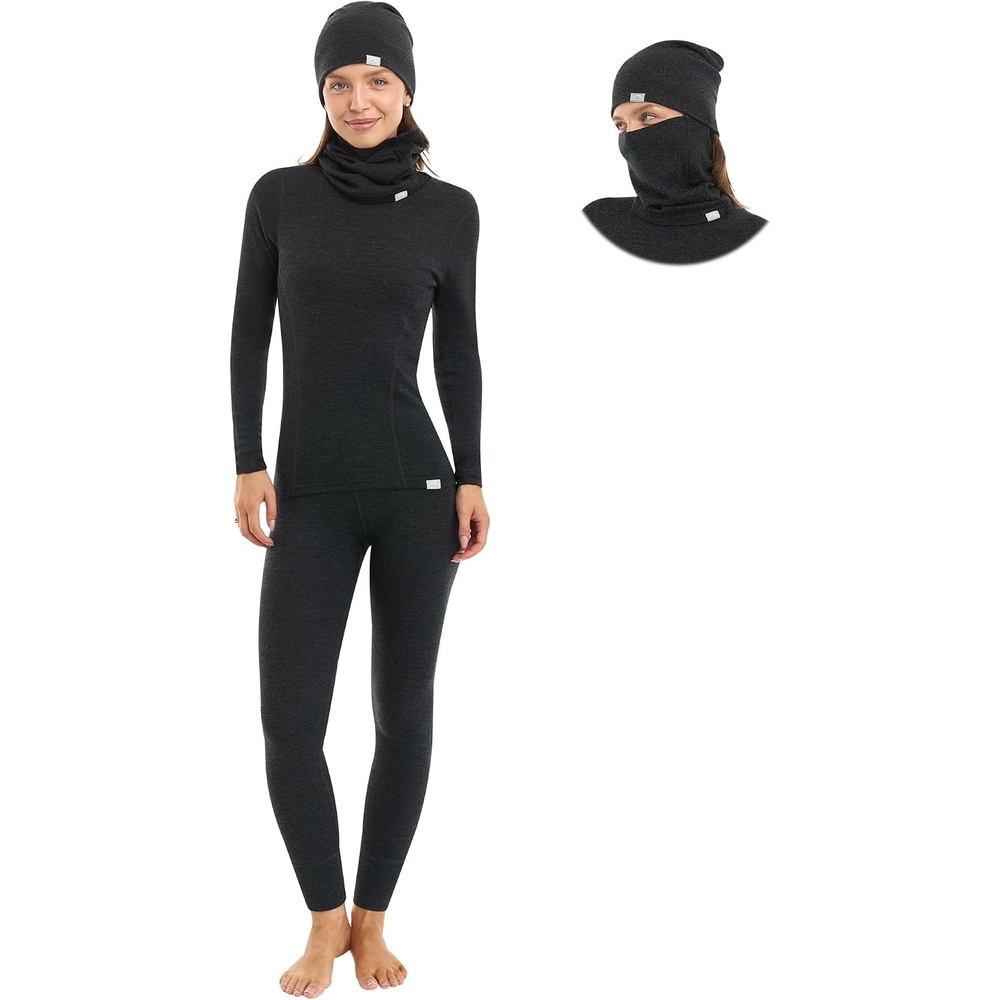 image:image100 Merino Wool Base Layer Women Set Thermal Underwear Long Johns260 Charcoal Grey