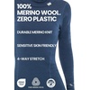 100% Merino Wool Base Layer Women Set – Thermal Underwear Long Johns(260 Black)