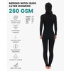 100% Merino Wool Base Layer Women Set – Thermal Underwear Long Johns(260 Black)