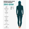 100% Merino Wool Base Layer Women Set – Thermal Underwear Long Johns(260 Deep Teal)