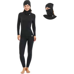 100% Merino Wool Base Layer Women Set – Thermal Underwear Long Johns(260 Charcoal Grey)