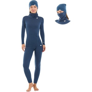 100% Merino Wool Base Layer Women Set – Thermal Underwear Long Johns(260 Denim)