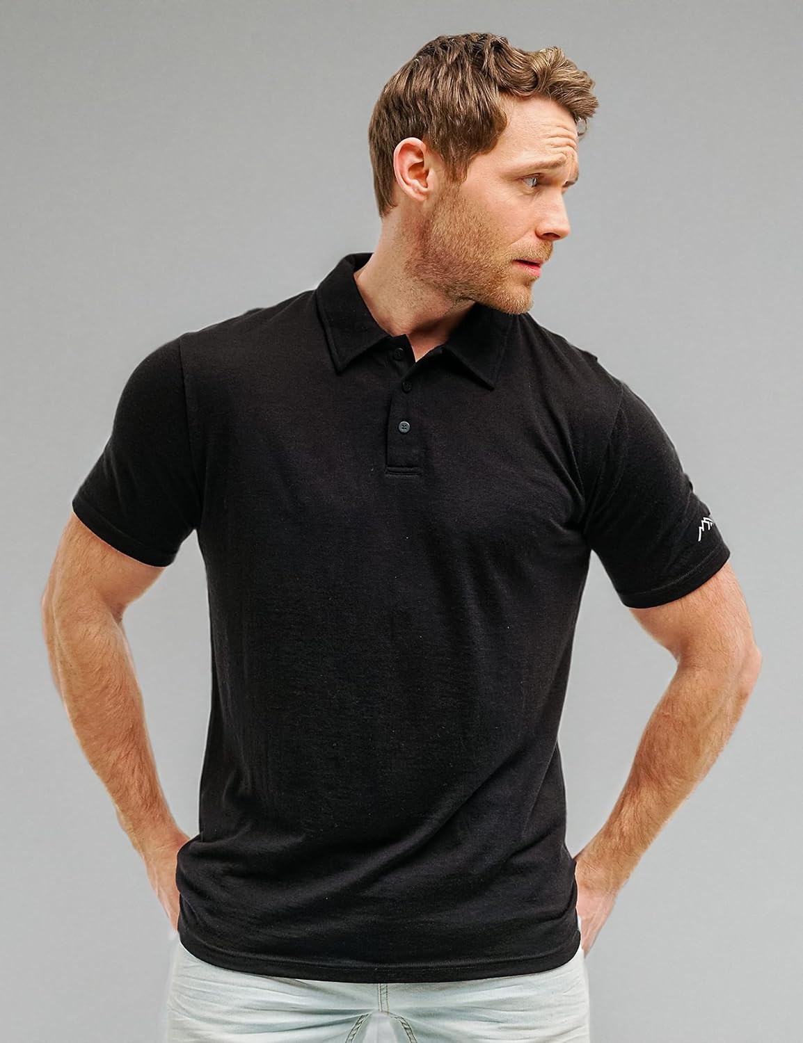 image:image100 Merino Wool Polo Shirt Men Short amp Long Sleeve Shirt Base LaterBlack