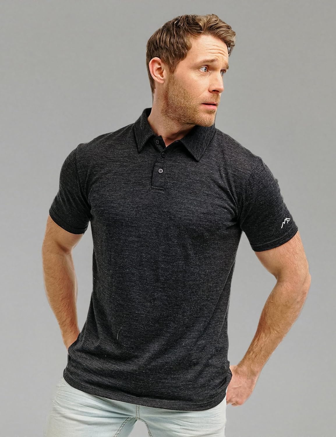 image:image100 Merino Wool Polo Shirt Men Short amp Long Sleeve Shirt Base LaterCharcoal Grey