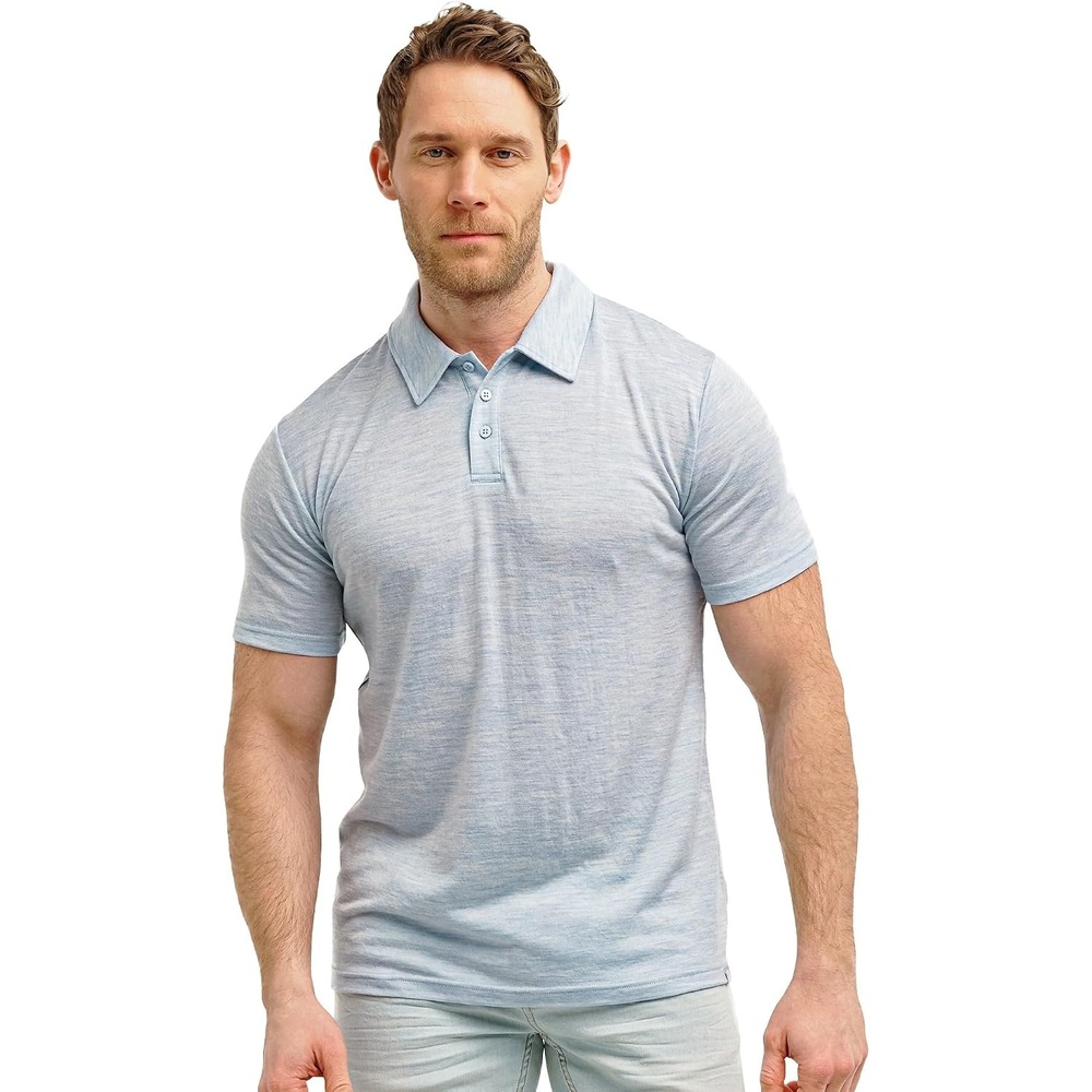 image:image100 Merino Wool Polo Shirt Men Short amp Long Sleeve Shirt Base LaterArctic Ice
