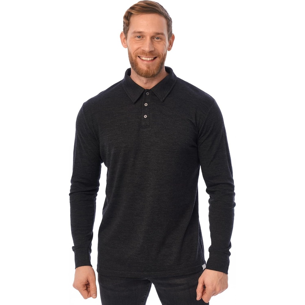 image:image100 Merino Wool Polo Shirt Men Short amp Long Sleeve Shirt Base LaterLong Charcoal