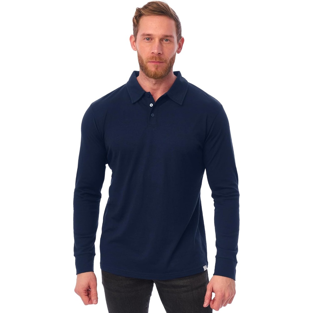 image:image100 Merino Wool Polo Shirt Men Short amp Long Sleeve Shirt Base LaterLong Navy
