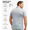 100% Merino Wool Polo Shirt Men – Short & Long Sleeve Shirt Base Later(Arctic Ice)