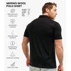 100% Merino Wool Polo Shirt Men – Short & Long Sleeve Shirt Base Later(Black)