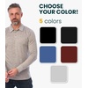100% Merino Wool Polo Shirt Men – Short & Long Sleeve Shirt Base Later(Black Ink Long)