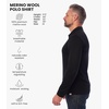100% Merino Wool Polo Shirt Men – Short & Long Sleeve Shirt Base Later(Black Ink Long)