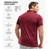 100% Merino Wool Polo Shirt Men – Short & Long Sleeve Shirt Base Later(Burgundy)