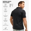 100% Merino Wool Polo Shirt Men – Short & Long Sleeve Shirt Base Later(Charcoal Grey)