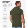 100% Merino Wool Polo Shirt Men – Short & Long Sleeve Shirt Base Later(Dark Olive)