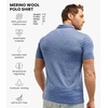 100% Merino Wool Polo Shirt Men – Short & Long Sleeve Shirt Base Later(Deep Blue)