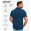 100% Merino Wool Polo Shirt Men – Short & Long Sleeve Shirt Base Later(Denim Blue)