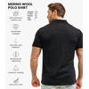 100% Merino Wool Polo Shirt Men – Short & Long Sleeve Shirt Base Later(Heathered Black)