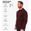 100% Merino Wool Polo Shirt Men – Short & Long Sleeve Shirt Base Later(.Long Bordo)