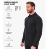 100% Merino Wool Polo Shirt Men – Short & Long Sleeve Shirt Base Later(.Long Charcoal)