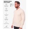 100% Merino Wool Polo Shirt Men – Short & Long Sleeve Shirt Base Later(Long Creamy)
