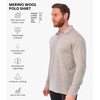 100% Merino Wool Polo Shirt Men – Short & Long Sleeve Shirt Base Later(.Long Heather Grey)