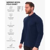 100% Merino Wool Polo Shirt Men – Short & Long Sleeve Shirt Base Later(Long Navy)