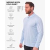 100% Merino Wool Polo Shirt Men – Short & Long Sleeve Shirt Base Later(Long Oxford Blue)