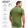 100% Merino Wool Polo Shirt Men – Short & Long Sleeve Shirt Base Later(Olive Green)