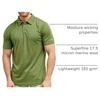 100% Merino Wool Polo Shirt Men – Short & Long Sleeve Shirt Base Later(Olive Green)