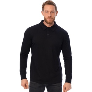 100% Merino Wool Polo Shirt Men – Short & Long Sleeve Shirt Base Later(.Long Black)