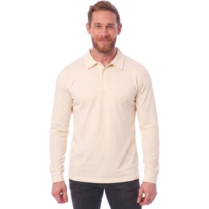 100% Merino Wool Polo Shirt Men – Short & Long Sleeve Shirt Base Later(Long Creamy)