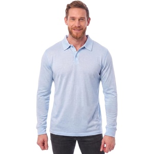 100% Merino Wool Polo Shirt Men – Short & Long Sleeve Shirt Base Later(Long Oxford Blue)