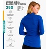 100% Merino Wool Quarter Zip Sweater Women – Thermal Base Layer with Socks(250 Cobalt Blue)