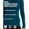 100% Merino Wool Quarter Zip Sweater Women – Thermal Base Layer with Socks(250 Natural White)