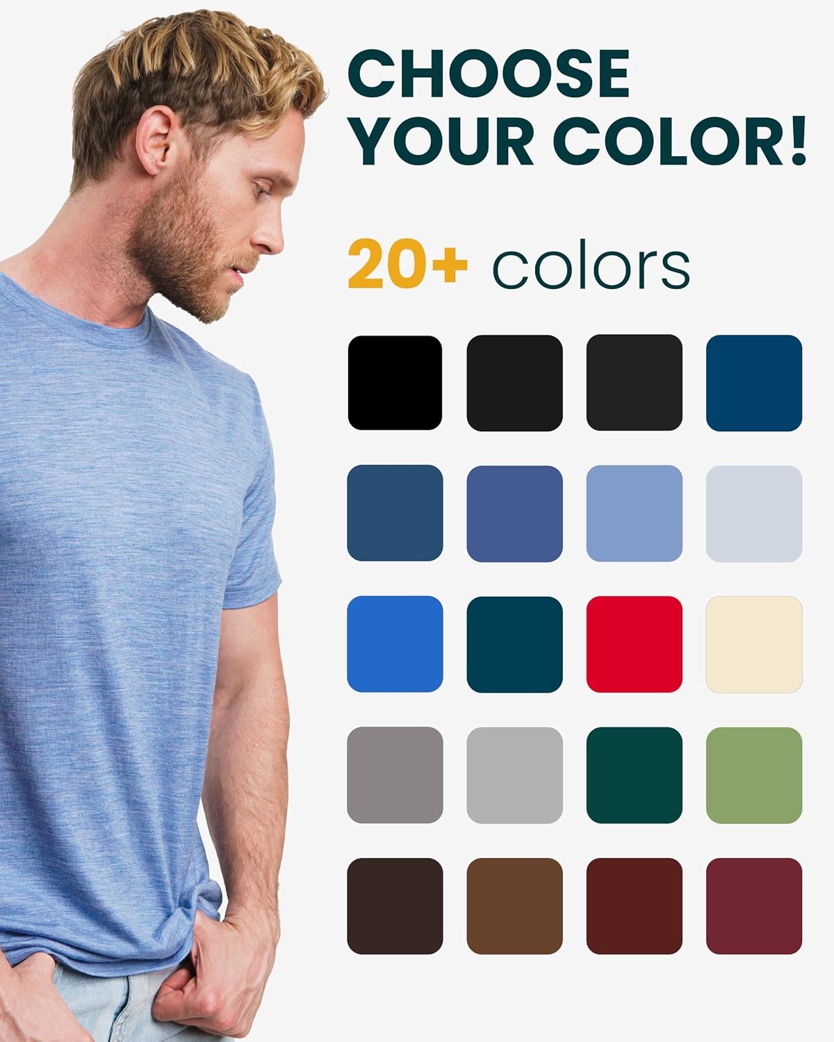image:image100 Merino Wool TShirt Men Short Sleeve Undershirt Base Layer TopBlack P2