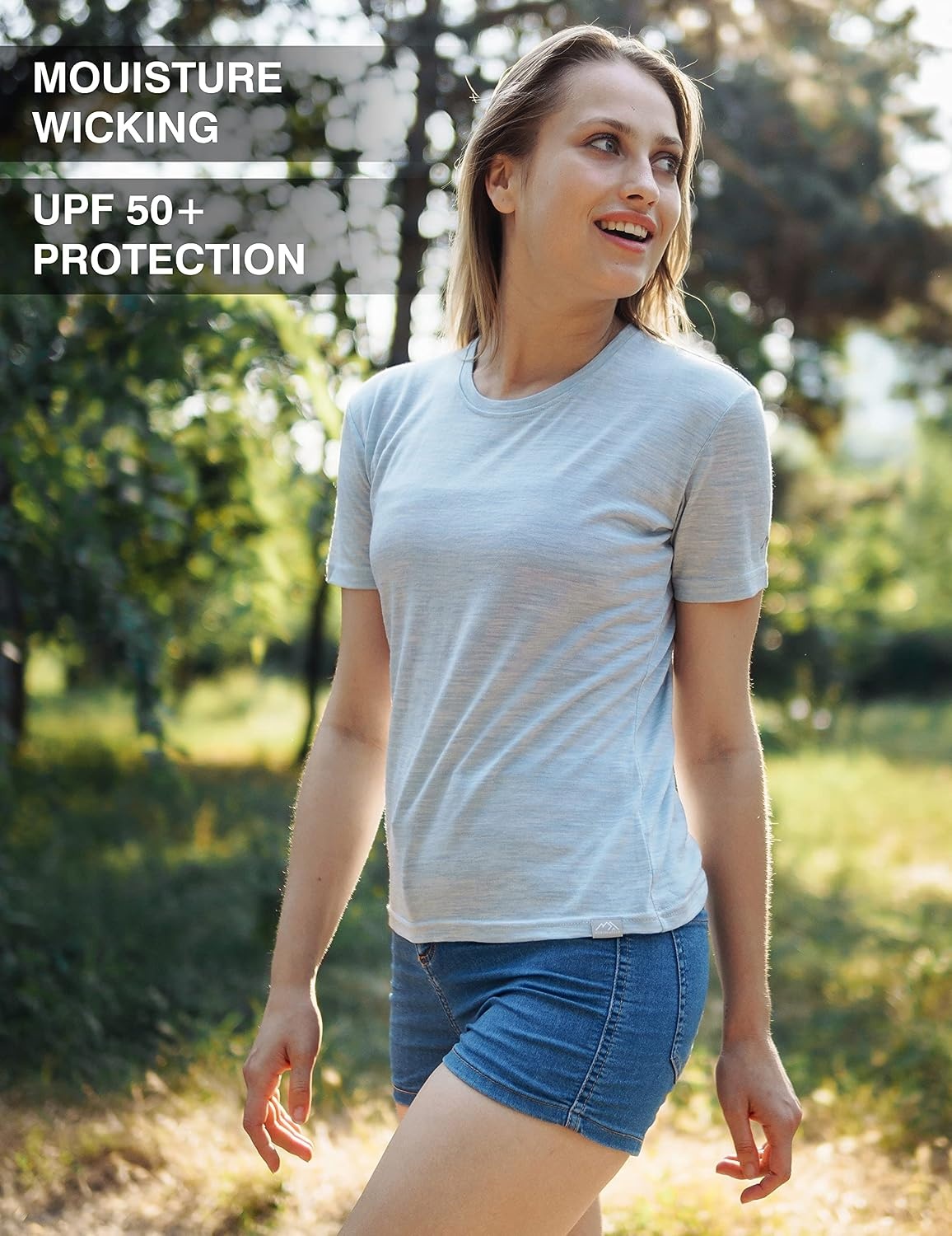 image:image100 Merino Wool Shirt Women Short Sleeve Tee Base Layer Top UndershirtGold V