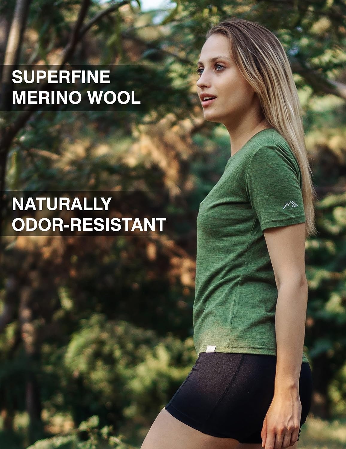 image:image100 Merino Wool Shirt Women Short Sleeve Tee Base Layer Top UndershirtGold V